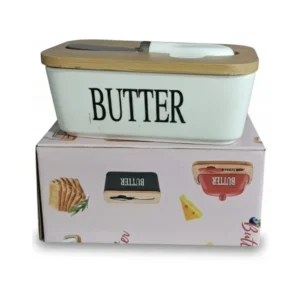 MANTEQUILLERA CON TAPA DE MADERA Y CUCHILLO