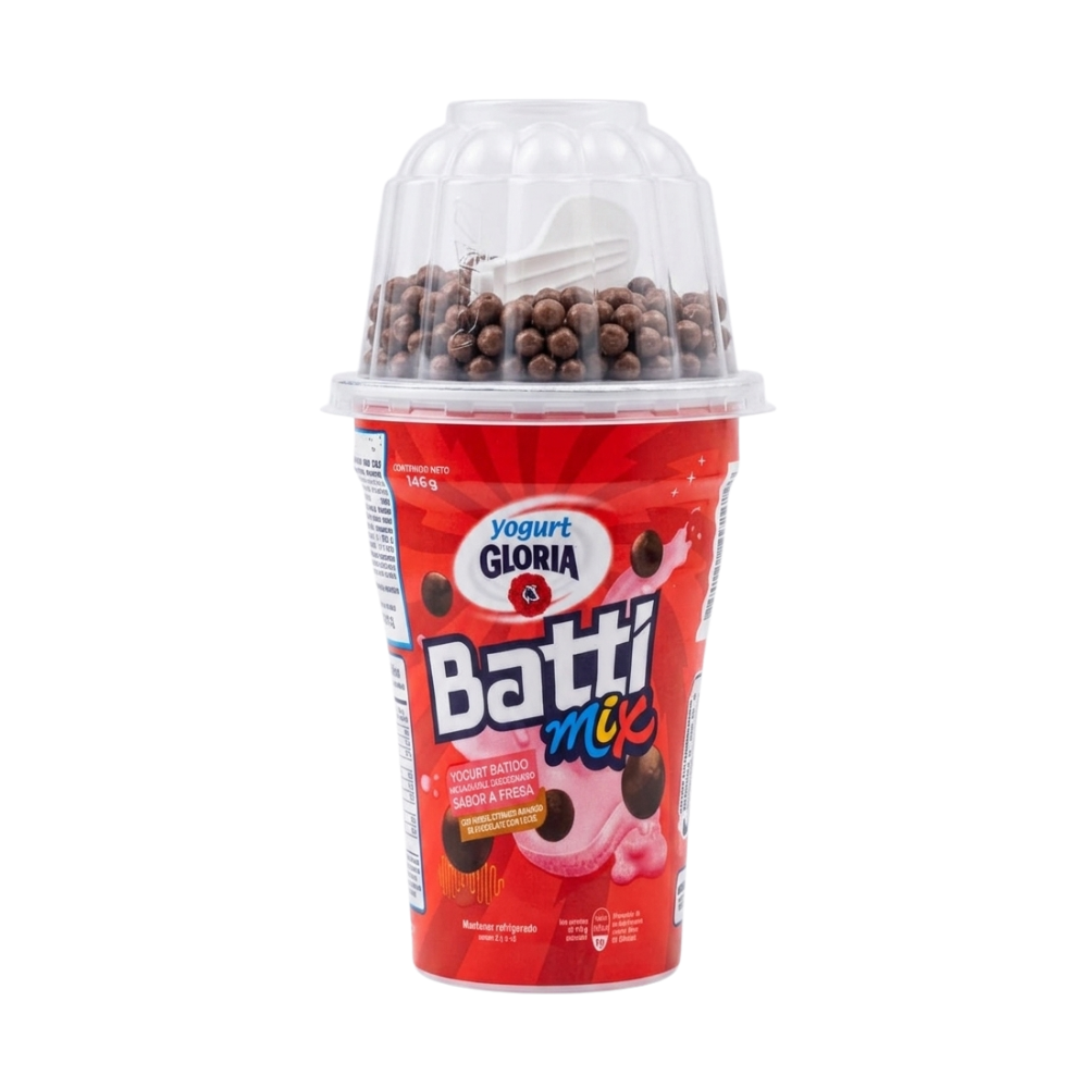 YOGURT CON CHOCOLATE SABOR FRESA GLORIA BATTI MIX 146GR