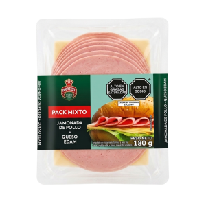 PACK MIXTO DE JAMONADA DE POLLO Y QUESO EDAM BRAEDT 180GR