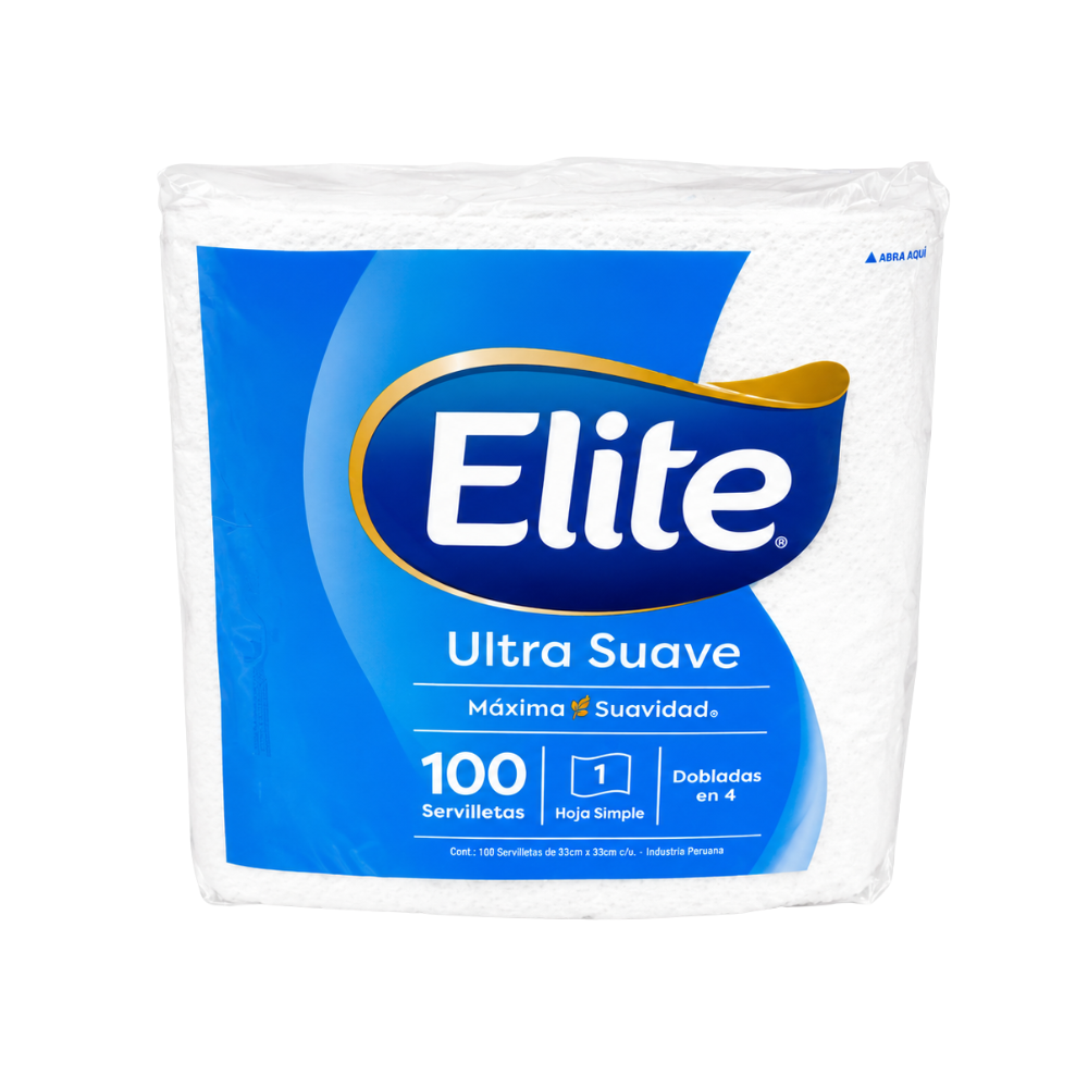 PAPEL SERVILLETA ELITE DOBLADAS EN 4 DE 100 UNIDADES