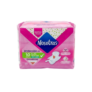 TOALLA HIGIENICA NOSOTRAS NATURAL TELA GEL DE 10 UNIDADES