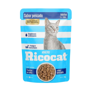 TROCITOS EN SALSA SABOR PESCADO PARA ADULTOS RICOCAT 85GR