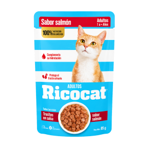 TROCITOS EN SALSA SABOR SALMON PARA ADULTO RICOCAT 85GR